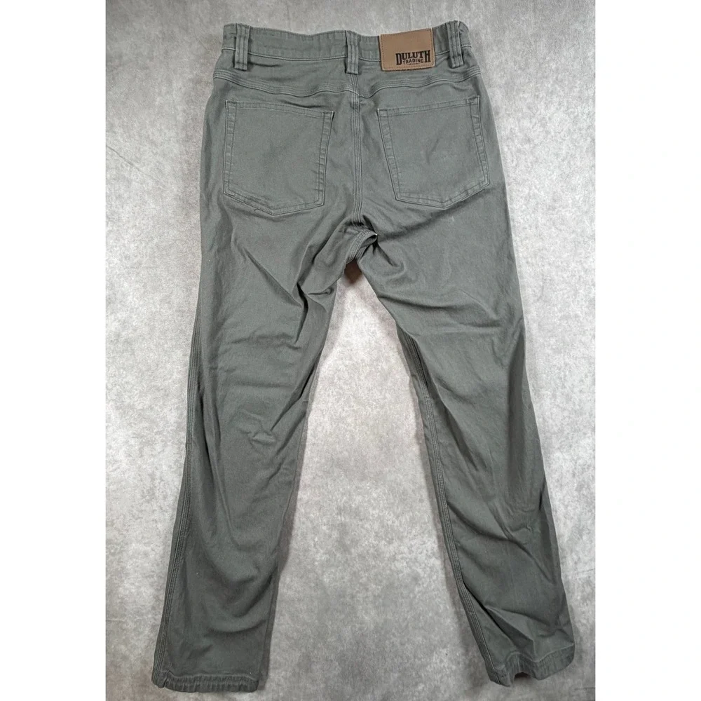 Duluth Trading Flex Fire Hose Mens 30x34 Work Pants Gray Cotton Canvas Slim Fit